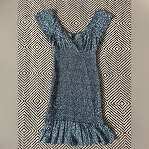 Blue Floral Dress with Ruffles | Women’s Dress